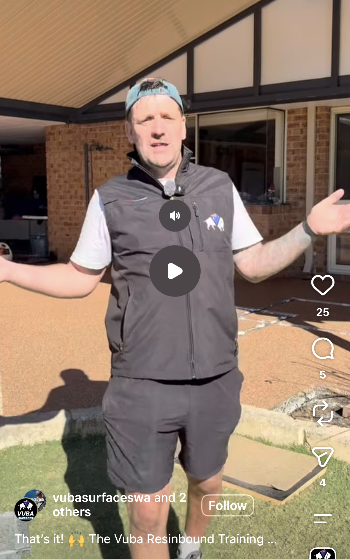 Vuba installer standing on a finished resin bound patio in Perth