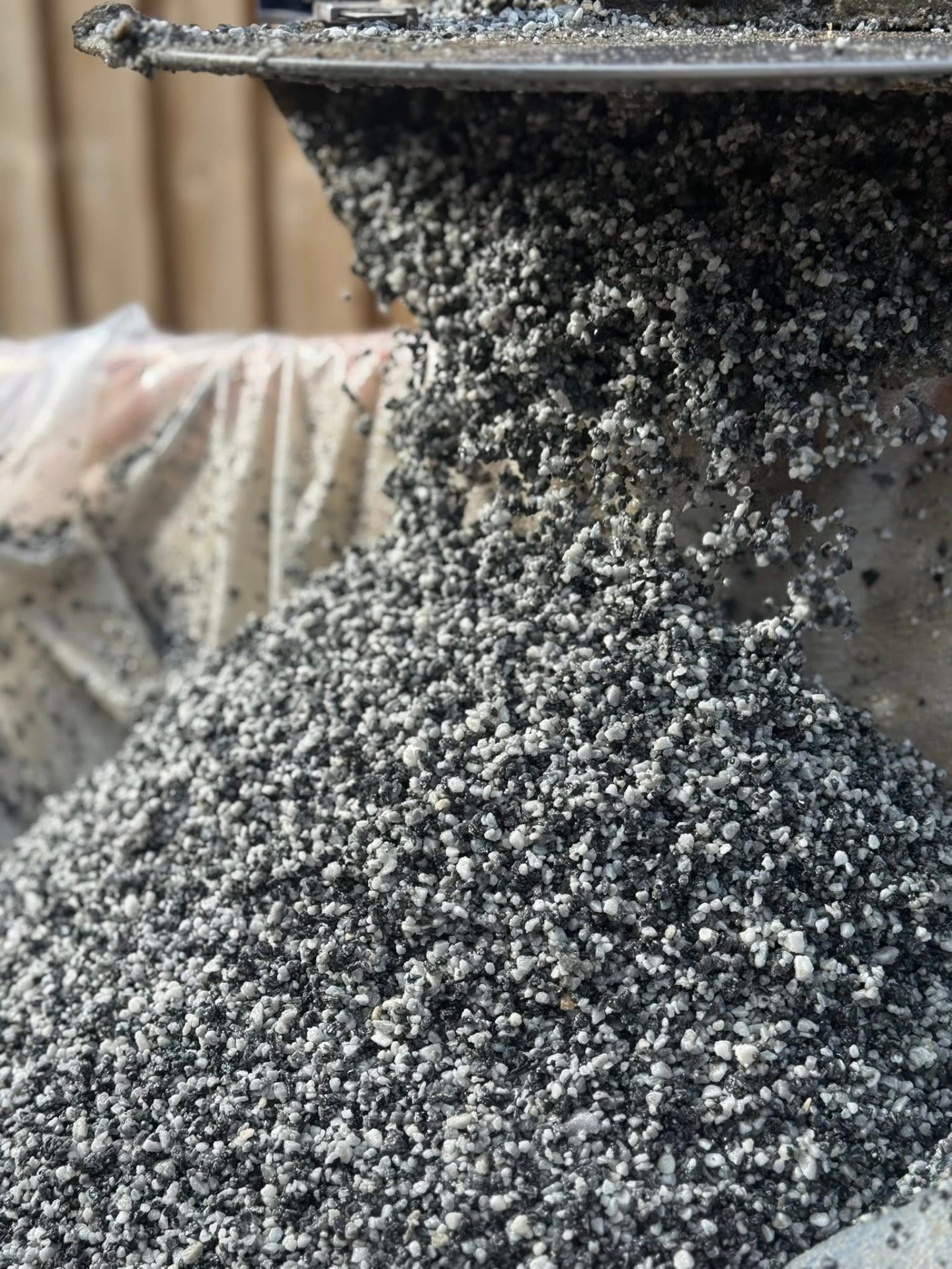 Close-up of resin bound aggregate mix