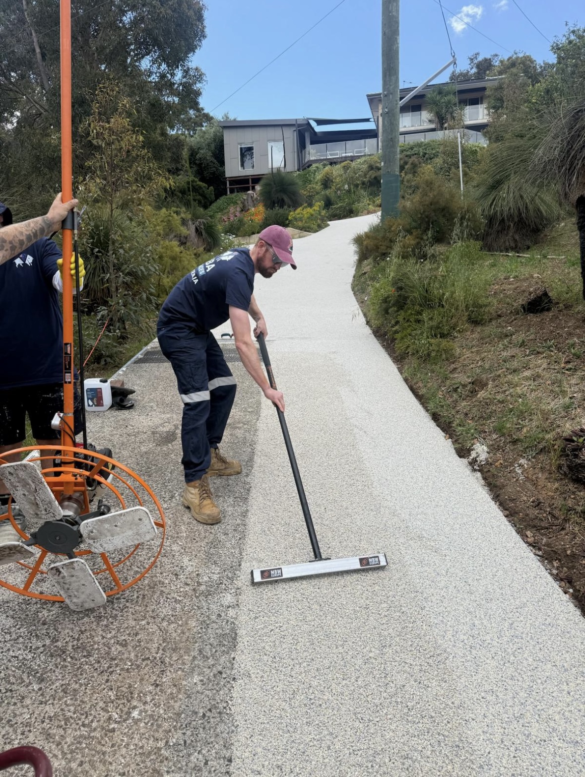 Resin bound pathway installation in progress